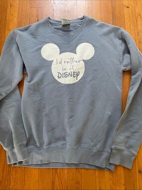 I’d Rather be at Disney Graphic Crewneck Sweatshirt - unisex small Blue
